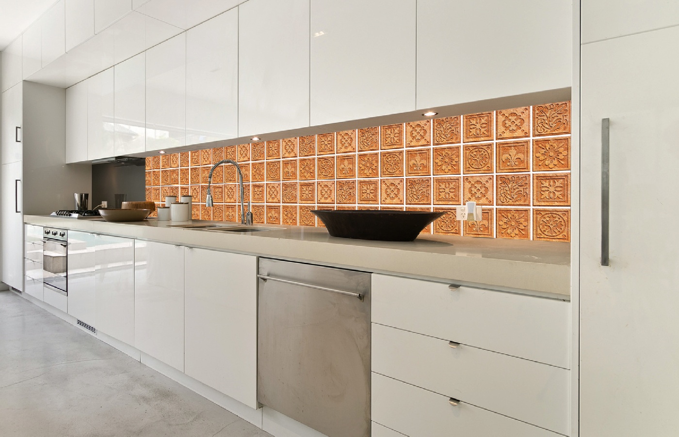 Küchenrückwand Folie - Granitfliesen 350 x 60 cm