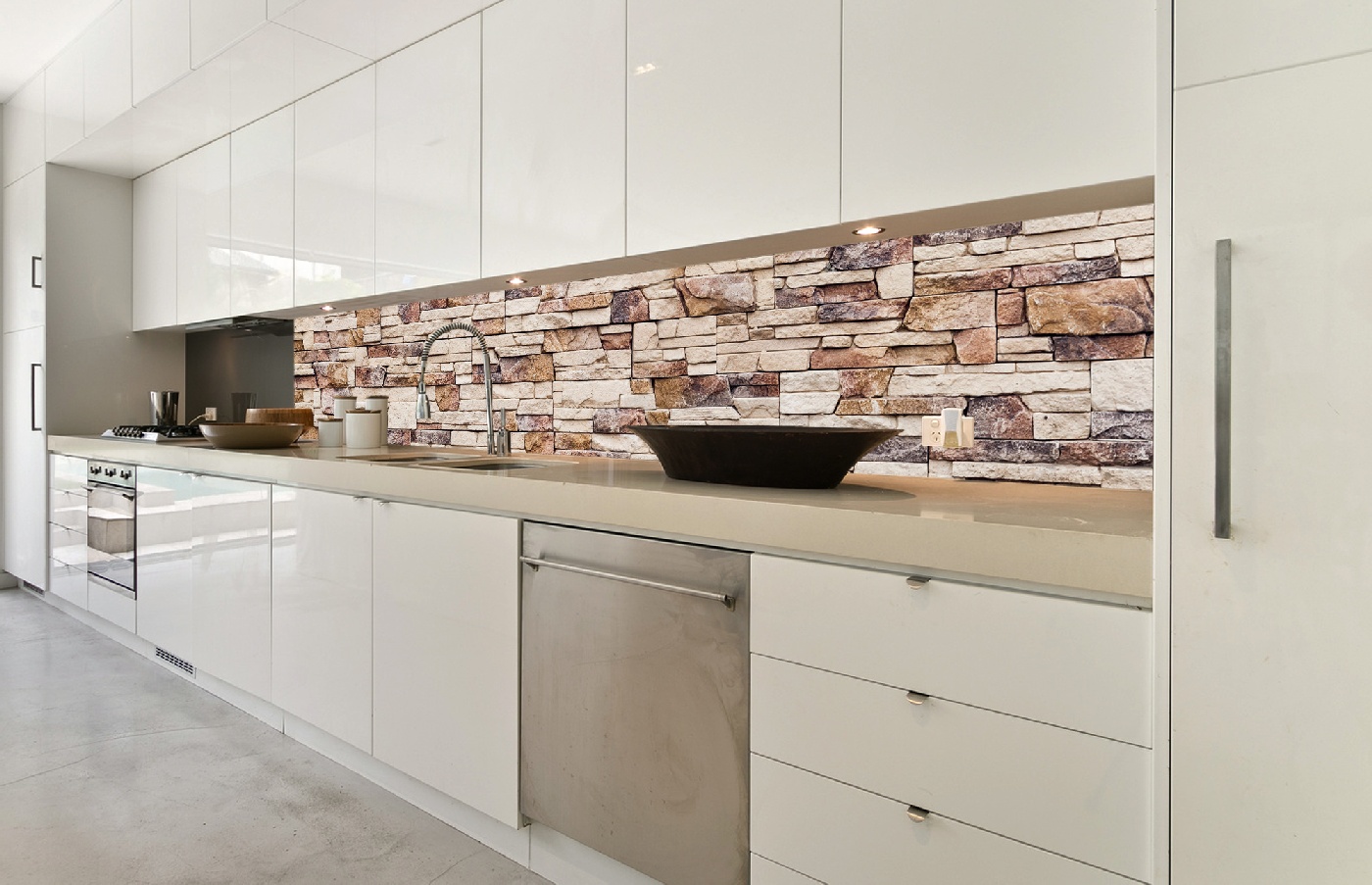 Küchenrückwand Folie - steinige Wand 350 x 60 cm