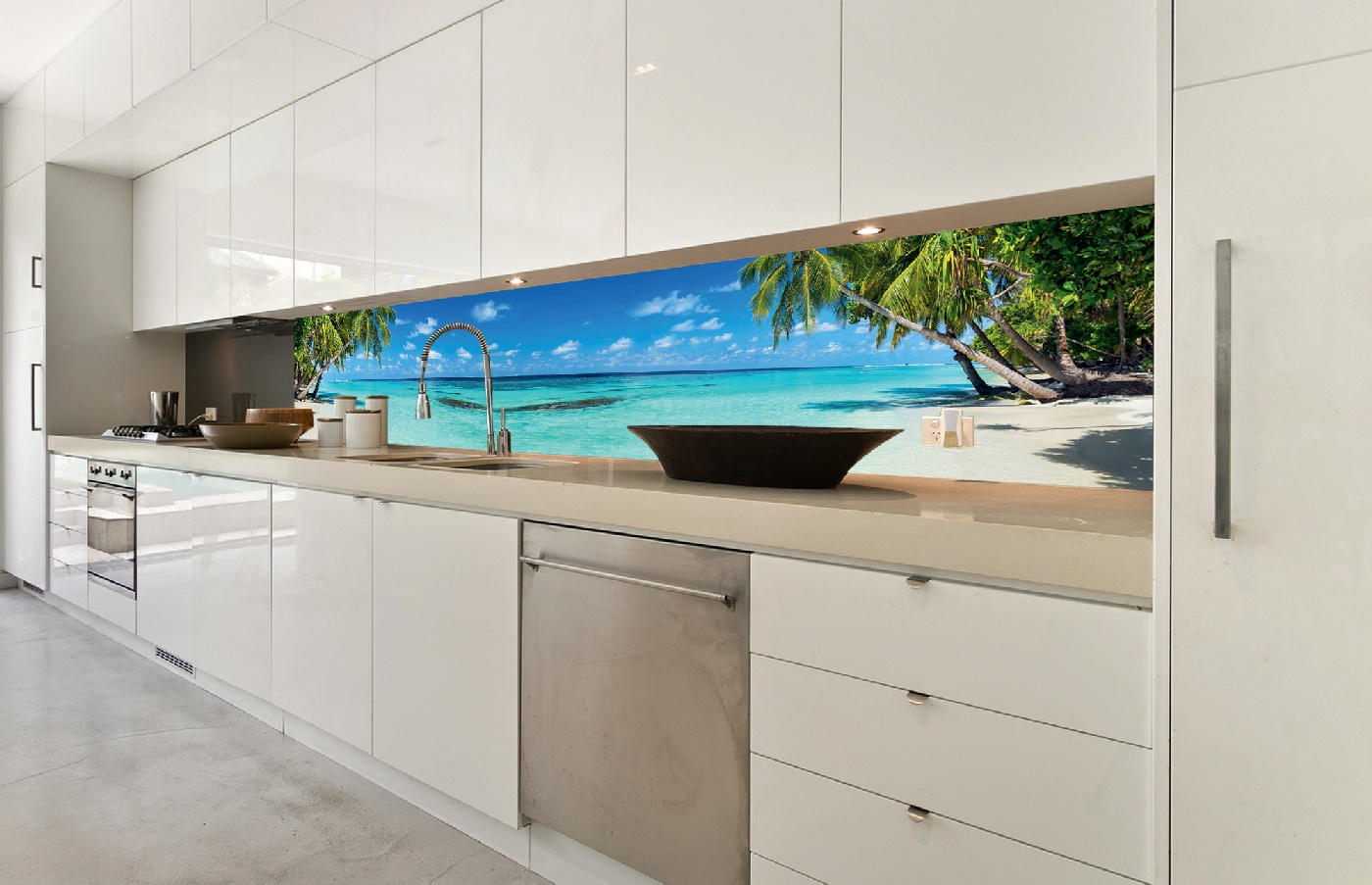 Küchenrückwand Folie - Strand im Paradies 350 x 60 cm
