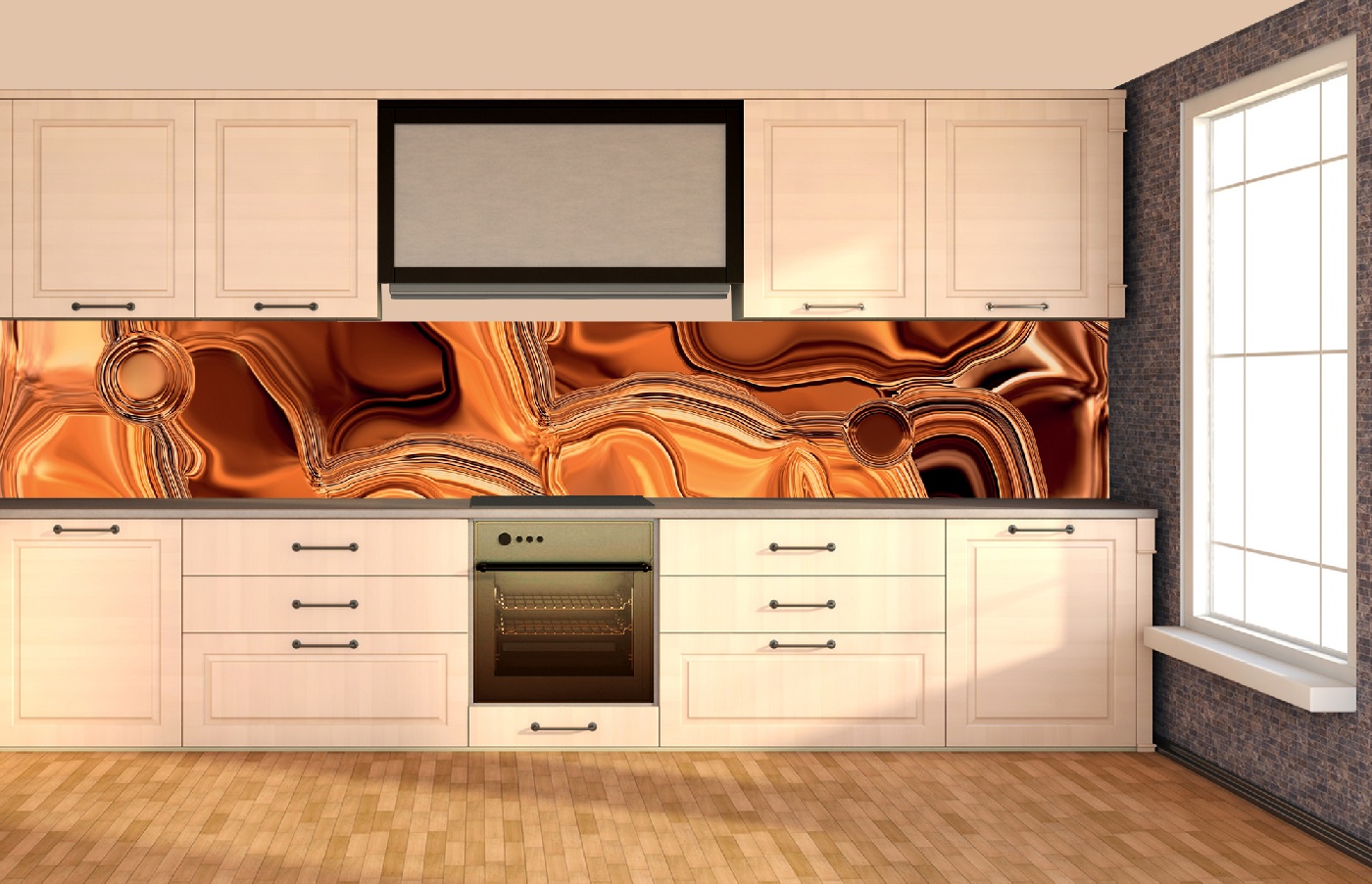 Küchenrückwand Folie - flüssige Bronze 350 x 60 cm