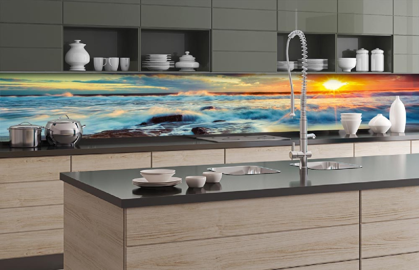 Küchenrückwand Folie - Sonnenuntergang 350 x 60 cm