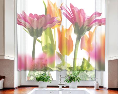 Gardinen - Frühlingsblumen 140 x 120 cm