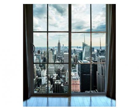 Vlies Fototapete - Manhattan - Schau aus dem Fenster 225 x 250 cm 