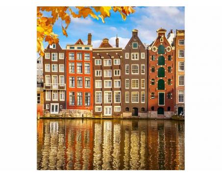Vlies Fototapete - Häuser in Amsterdam 225 x 250 cm 