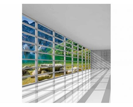 Vlies Fototapete - Interieur mit Aussicht 225 x 250 cm 