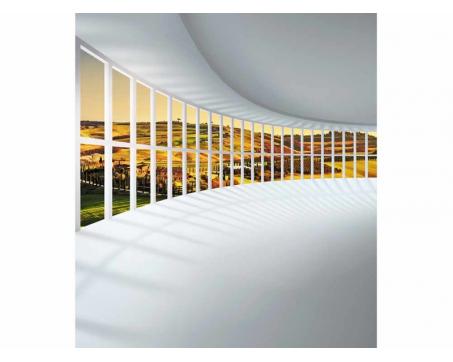 Vlies Fototapete - Halle mit Aussicht 225 x 250 cm 