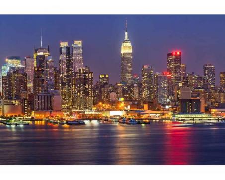 Vlies Fototapete - Manhattan in der Nacht 375 x 250 cm 