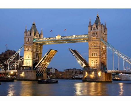 Vlies Fototapete - Tower Bridge in der Nacht 375 x 250 cm 