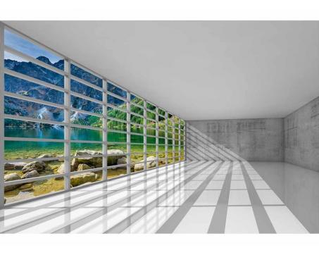Vlies Fototapete - Interieur mit Aussicht 375 x 250 cm 