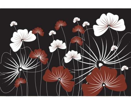 Vlies Fototapete - Blumen im schwarzen Hintergrund 375 x 250 cm 