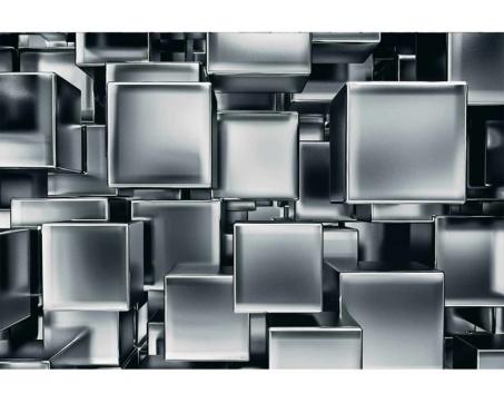 Vlies Fototapete - 3D Metallwürfel 375 x 250 cm 