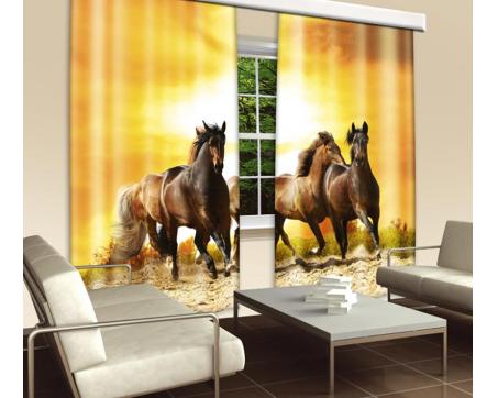 Vorhang - Pferde im Sonnenuntergang 280 x 245 cm