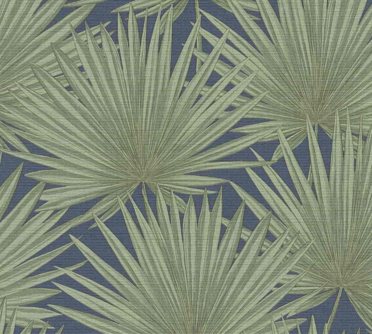 Vliestapete Antigua 390905 - Floral Muster - Grün, Schwarz