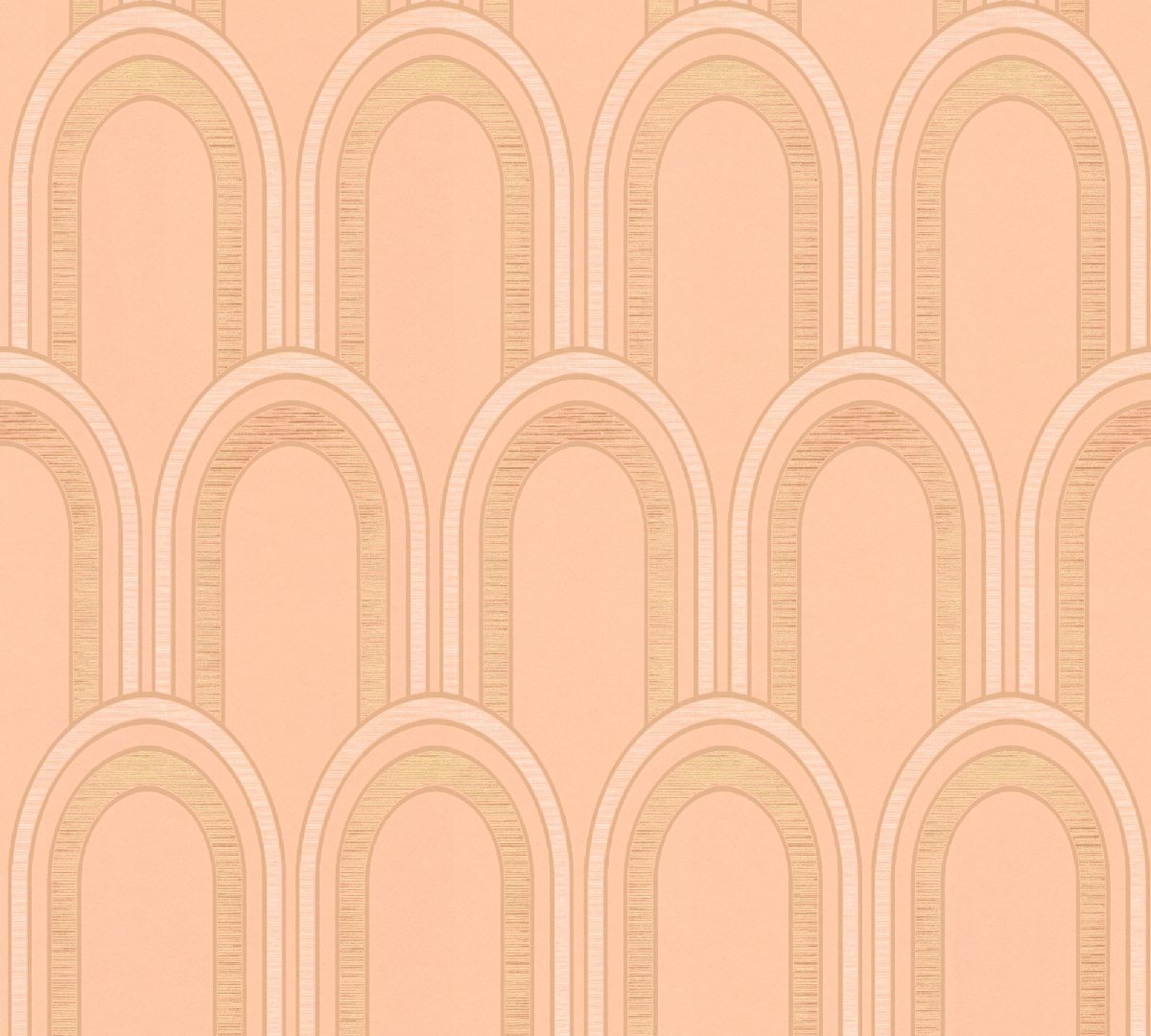 Vliestapete AP Arcade 391761 - Art Deco Muster - Orange, Weiß