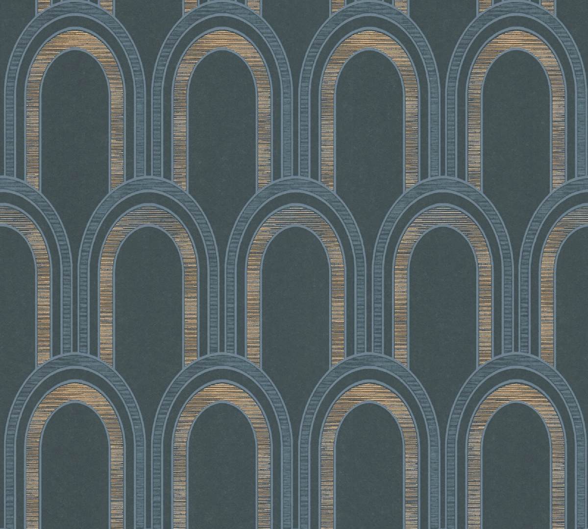 Vliestapete AP Arcade 391763 - Art Deco Muster - Petrol, Blau