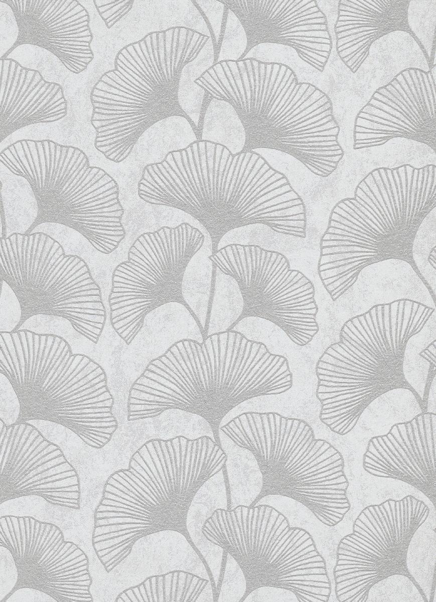 Vliestapete WPE-901177 - Blumen und Blätter,Grafische Muster - Schwarz-Weiß,Metallics
