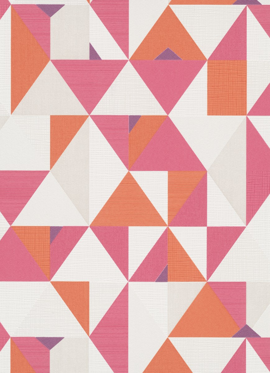Vliestapete WPE-901268 - Geometrische Muster - Weiss,Creme,Orange,Rosa