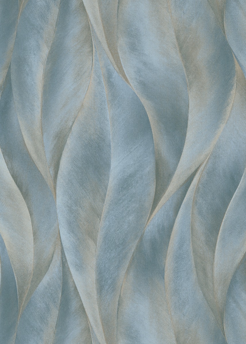 Vliestapete WPE-901337 - Blumen und Blätter - Blau,Gold