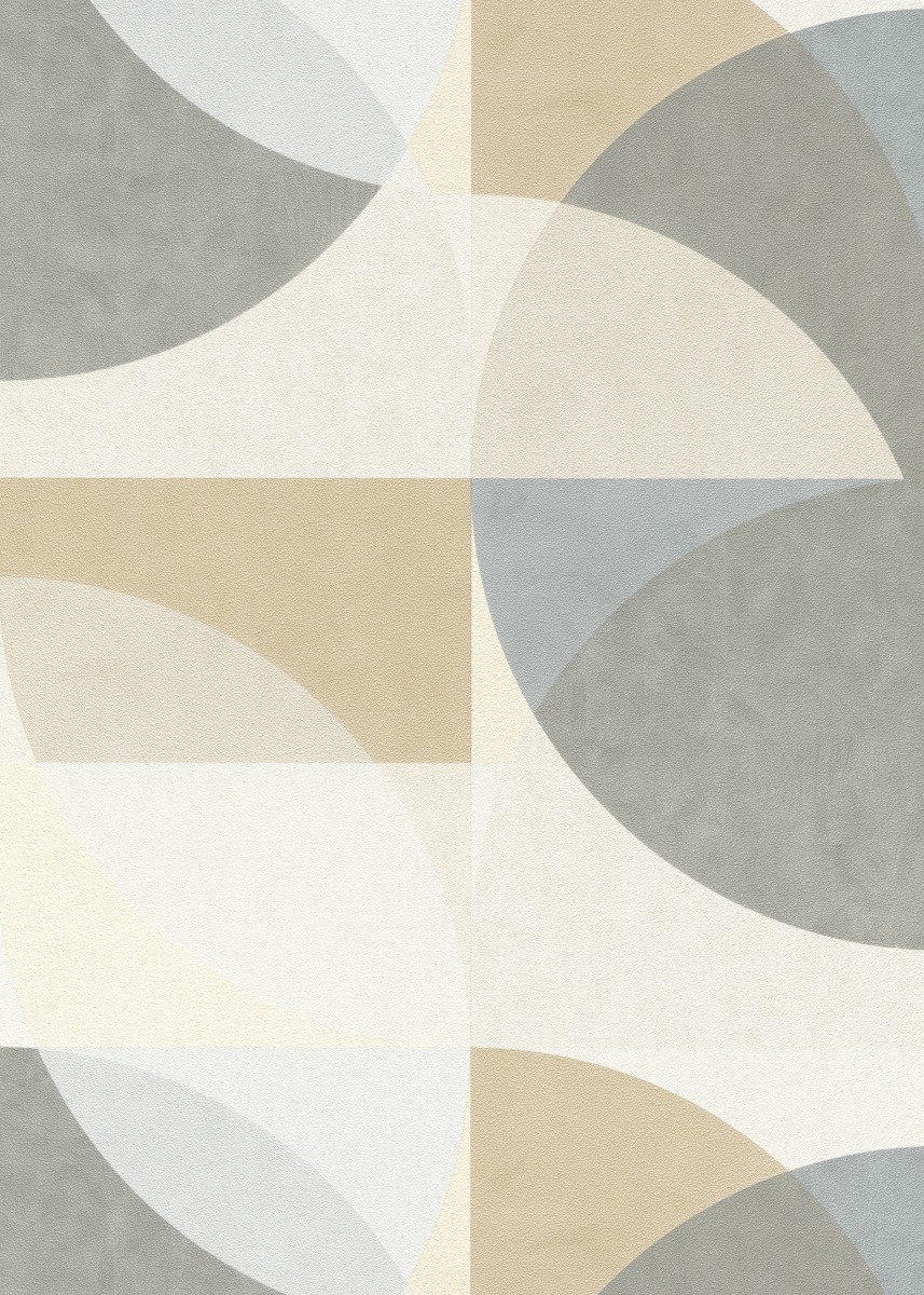 Vliestapete WPE-901343 - Geometrische Muster,Mosaik - Blau,Beige,Creme,Grau