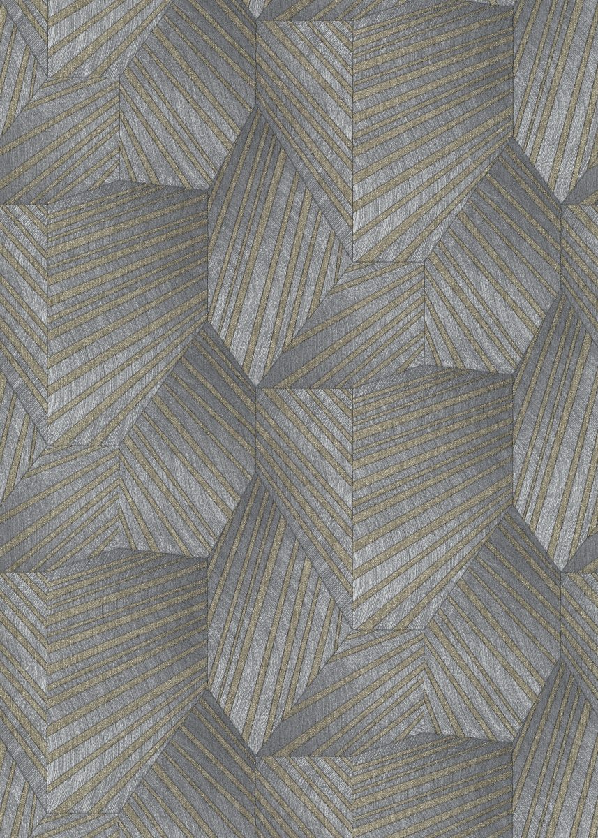 Vliestapete WPE-901355 - Geometrische Muster,Streifen und Linien - Gold,Grau