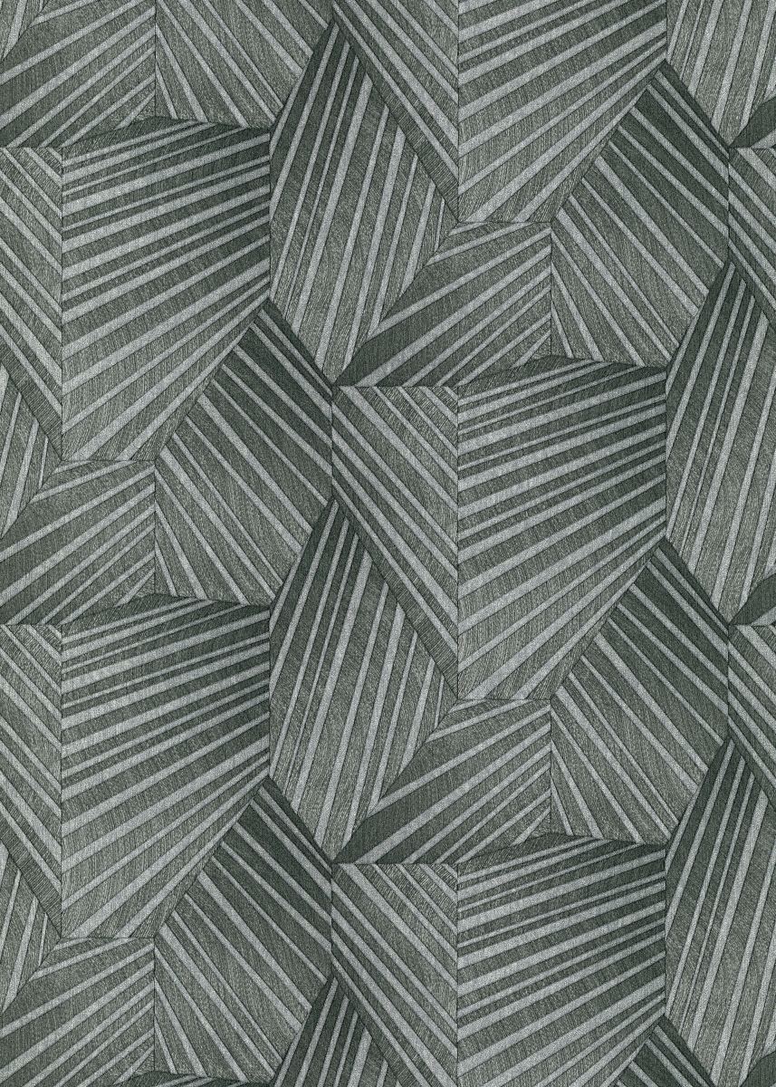 Vliestapete WPE-901357 - Geometrische Muster,Streifen und Linien - Grün,Grau