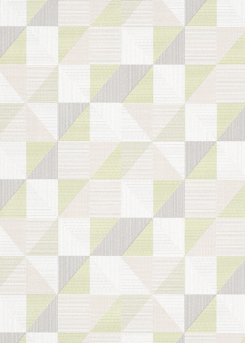 Vliestapete WPE-901539 - Geometrische Muster,Quadrate und Rechtecke - Grün,Weiss,Creme,Grau
