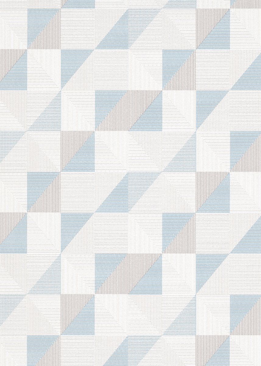 Vliestapete WPE-901540 - Geometrische Muster,Quadrate und Rechtecke - Blau,Creme,Grau