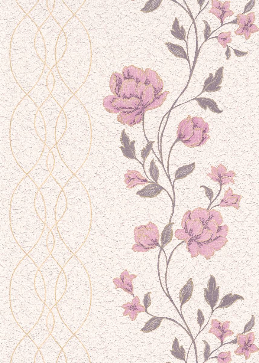 Vliestapete WPE-901549 - Blumen und Blätter,Grafische Muster - Gold,Beige,Braun,Rosa