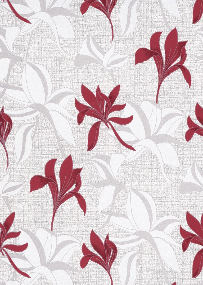 Vliestapete WPE-901570 - Strukturen,Blumen und Blätter - Rot,Weiss,Creme
