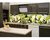 Fototapeten Küchenrückwand Folie - Weiße Tulpen 260 x 60 cm