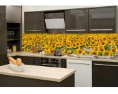 Selbstklebende Fototapeten Küchenrückwand Folie - Sonnenblumenfeld 260 x 60 cm