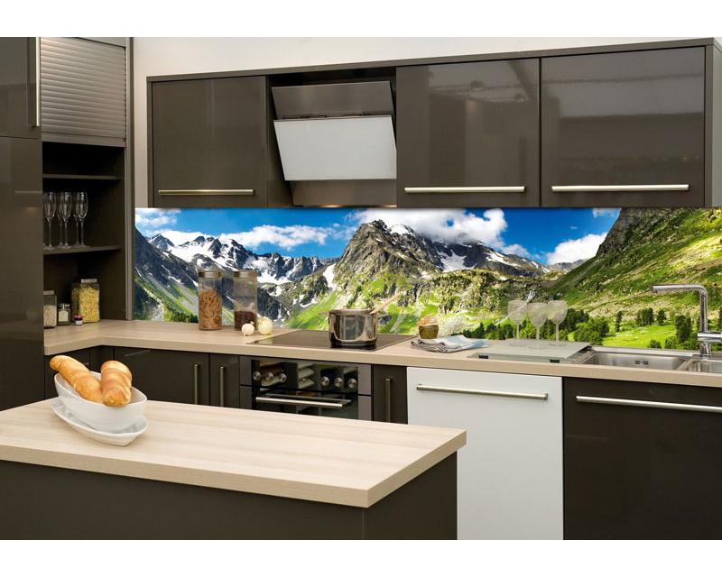 Küchenrückwand aus Glas ESG Spritzschutz 125x50cm Wald See Gebirge Landschaft 