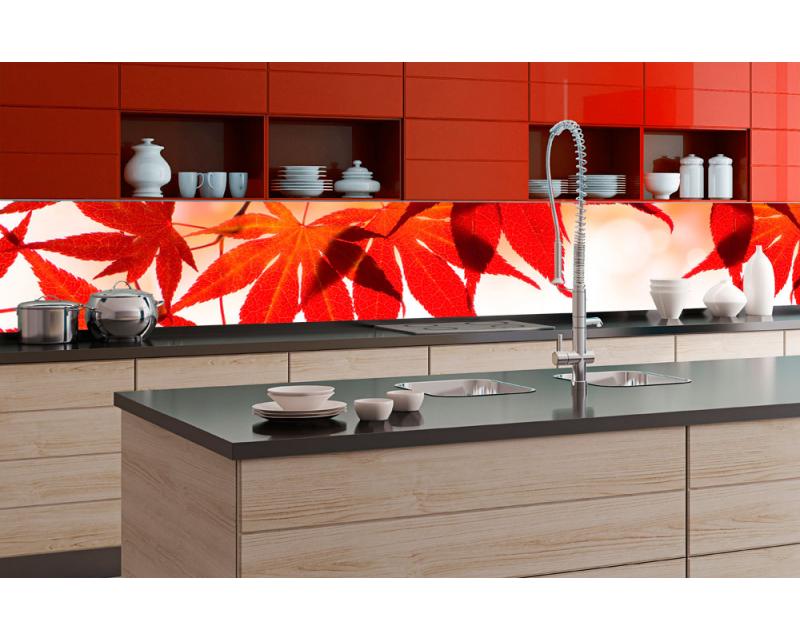 Küchenrückwand Folie - Rote Blätter 350 x 60 cm | dimex-line.de