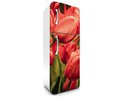 Klebefolie Kühlschrank - 65 x 180 cm Kühlschrank Aufkleber - Rote Tulpen 65 x 180 cm