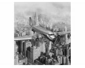 Fototapete Stadt / Bauten Vlies Fototapete - Flugzeug über Stadt 225 x 250 cm 