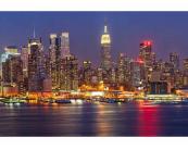 Fototapete Stadt / Bauten Vlies Fototapete - Manhattan in der Nacht 375 x 250 cm 